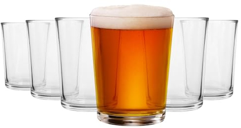 Argon Tableware Islington Pint Beer Glasses 568ml (20oz) – Pack of 6, Toughened Stackable Bar Glasses, Dishwasher Safe, Durable Pint Glasses for Lagers, Ales & Ciders