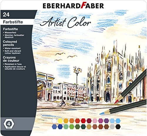 Eberhard Faber 516124 - Buntstifte Set Artist Color, 24 Farbstifte im Metalletui
