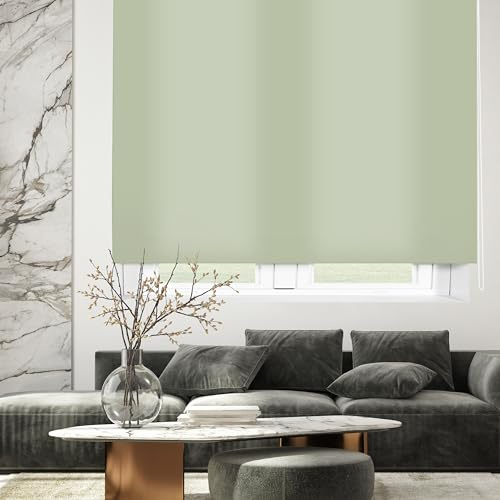 Blindecor Ara | Lichtdurchlässiges Rollo | Pastelgrün | 120 x 175 cm (BxH) | Stoffgröße 117 x 170 cm | Rollos für fenster