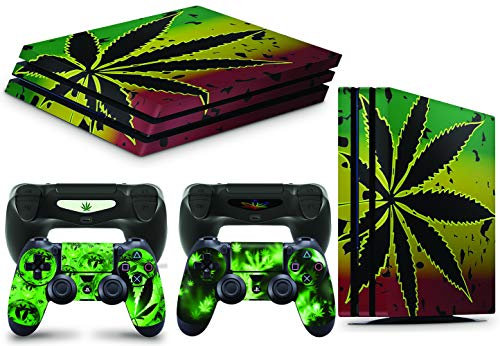 giZmoZ n gadgetZ Skin Adhesivo de Vinilo de Weed de GNG para la Consola PS4 Pro + Set de 2 Skins para los Controladores