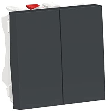 Schneider Electric NU321354 New Unica, Conmutador Interruptor Doble 2 Módulos, Prod. Sostenible Green Premium, Instalación Fácil- Antracita