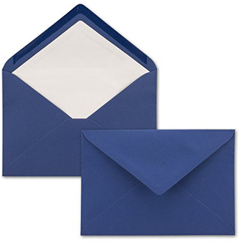 15x Brief-Umschläge C5 - Dunkel-Blau - gefüttert mit weißem Seidenpapier - 110 g/m² - 22,9 x 15,5 cm - Nassklebung