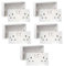 Enchufe de pared doble con 2 interruptores + caja trasera de 25 mm con doble interruptor de pared, 2 clavijas dobles + caja trasera de 25 mm (pack de 5)