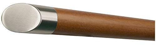 Montagefertiger Kambala Iroko Handlauf Geländer lackiert Ø 42 mm mit montierten Edelstahl Endstücken ohne Halter Länge: 4500 mm / 450 cm / 4,5 m Enden: schräges Endstück