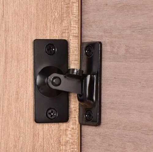 KAFENDA Petite serrure de porte à 90 degrés, serrure à angle droit, serrure de porte coulissante, loquet à bascule en acier inoxydable noir