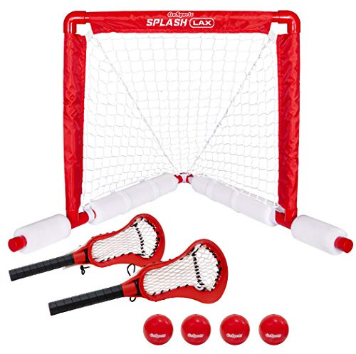 GoSports Lacrosse Floating Pool Goal Set - Includes Lacrosse Water Goal, 2 Lacrosse Sticks and 4 Soft Rubber Balls