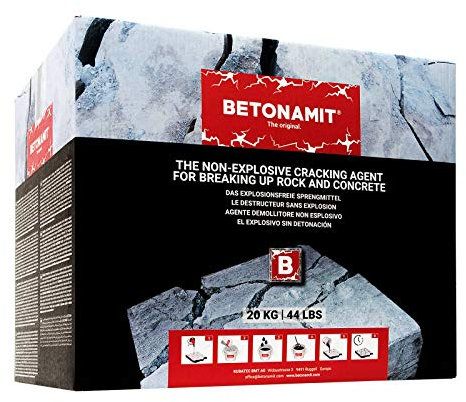 BETONAMIT® Originale 20 kg di esplosivo senza esplosioni per la frantumazione di roccia, pietra e cemento, nessun certificato esplosivo richiesto anche per gli amanti del fai da te (20)