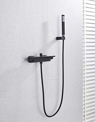 Huin Robinet de baignoire de salle de bain mitigeur de bec cascade à poignée unique avec douche à main robinet de bain mural robinet de baignoire mélangeur d'eau