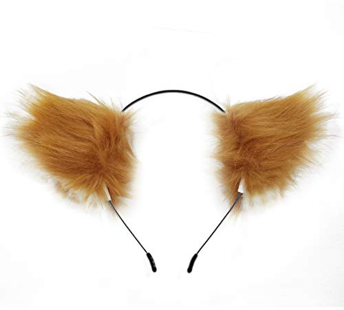 dressfan Katze Ohr Stirnband Haarband Frauen Mädchen Haarbänder niedlich Haarschmuck für Party Dekoration Kostüm Dressing Parteien (Braun-Weiß)