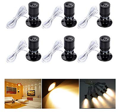 Elitlife 6 Set Mini LED Einbaustrahler Minispot Einbauleuchte LED Schrankleuchte Aluminium Kaltweiß mit Transformer Silber Kleiderschrank(Schwarz Warmweiß)