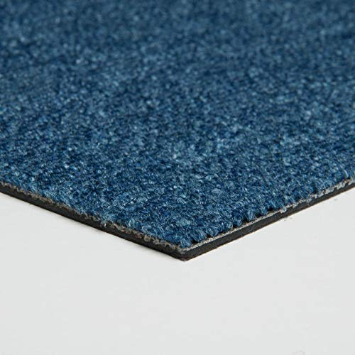 Teppichfliesen selbstliegend blau | Teppichboden Fliesen als Schlingenware für Büro und Schlafzimmer | Teppich Fliesen in 50x50 cm aus Polypropylen