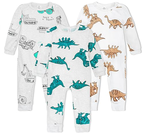 Joyo roy Baby Grow 3 Pack Baby Bodysuits Onesies 100% Cotton One Piece Footless Babygrows Long Sleeve Bodysuit Jumpsuit Comfortable Newborn Vests Multicolor Boys' Onesies Babies 24 Months Dinosaur