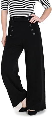 Hell Bunny Pantalon Swing Carlie Femme Pantalon en Toile Noir L