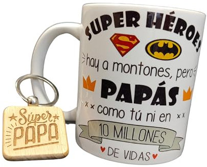Los Eventos de la Tata. Taza regalo dia del Padre - Regalo original papas - Taza para padre (Taza + Llavero)