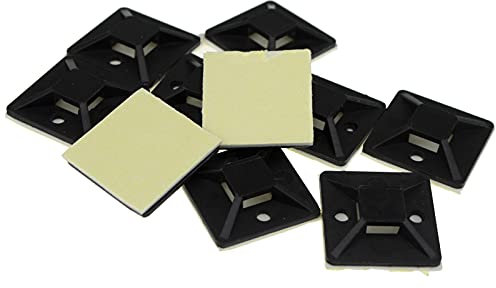 Cable Tie Base 30mm x 30mm Self Adhesive Medium Black [10 Pack] [10 Pack : 30mm]