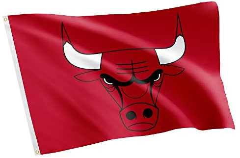 Chicago Bulls Flagge, NBA, 100 % Polyester, für drinnen und draußen, 90 x 152 cm, National-Basketball-Verbandsflagge (Flagge Nr. 1)