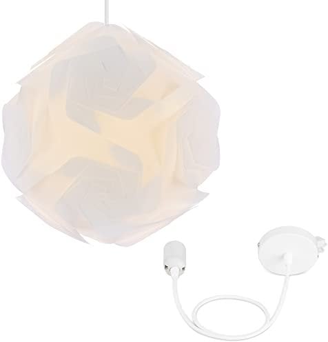 kwmobile Puzzle Lampshade - 28cm Diameter DIY 20-Piece Jigsaw Lamp Shade - Modern Ball Design with 80cm Cable, Ceiling Mount, E27 Socket - White