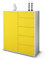 Stil.Zeit Highboard Laura, Korpus Weiss matt, Front Farb-Design Sonnengelb (92x108x35cm), Push-to-Open Technik & Leichtlaufschienen
