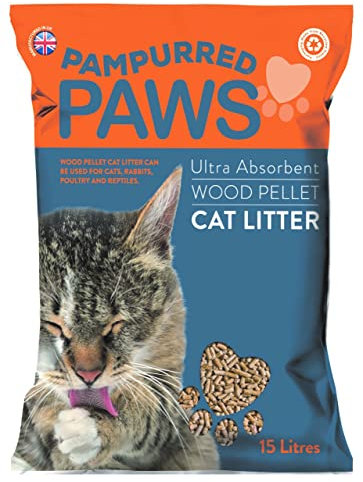 Pampurred Paws Premium Eco Friendly Natural Wood Pellet Cat Litter