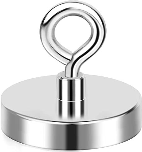 Magnetfischen, 420 lbs Zugkraft Starke Angelmagnete, Magnet Stark Permanenter Seltenerdmagnet, Neodym Magnete Extra Stark zum Auffinden von Gegenständen in Seen,Rasen,Ozean,Fluss – 60 mm Durchmesser