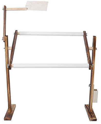 Joyzan Kreuzstich Ständer, Kreuzstichrahmen Bodenstände Stickrahmen Eckig Stickständer Rahmen Set Verstellbar 360 Grad Drehung Bodenrahmen Seidenmalerei Holzrahmen Stickerei Sticken Kunsthandwerk