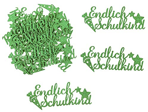 Oblique Unique® Endlich Schulkind Konfetti Groß Glitzernd für Schuleinführung Einschulung Schulanfang Jungs und Mädchen Streudeko Tischdeko (Grün)