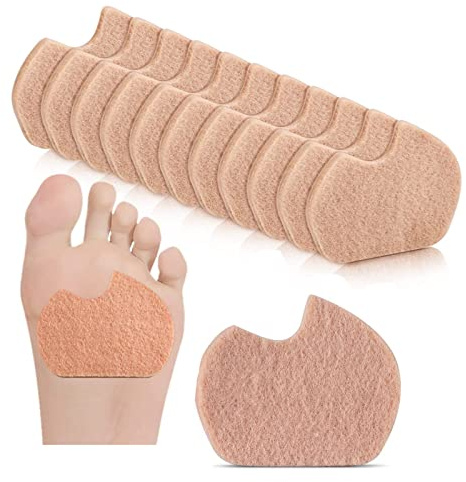 20 Pieces Foot Pads Foot Insert Pads Metatarsal Felt Foot Pad Adhesive Foot Cushion Pads for Men Women Shoes Heel Insoles Forefoot Support Sesamoid Pad for Foot Pain Relief