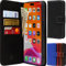 Snugg Leather iPhone 14 Pro Case with Card Holder – Folding Wallet Case with 3 Card Slots, Magnet Closure, and Phone Stand Function – TPU and Nubuck iPhone 14 Pro Leather Case – Blackest Black