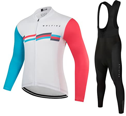WOLFIRE WF Completo Ciclismo Uomo - Abbigliamento Ciclismo Uomo con 12D Imbottitura in Gel - Maglia Ciclismo Uomo, Pantaloni Ciclismo Uomo, Ciclismo Uomo, Completo Ciclismo Uomo Invernale