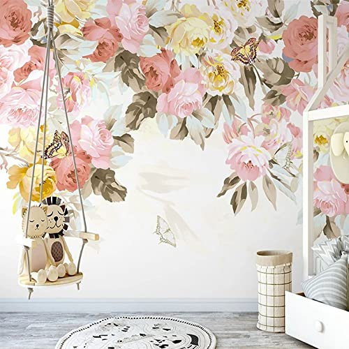 XTSWallpaper Coloré Élégant Floral 140X70Cm Papier Peint Photo 3D Optique Trompe L Oeil | Déco Mural Tableaux Muraux Photo Mural Décor Motif Poster Géant Stickers Muraux Optique Fond Effet