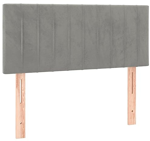 vidaXL Kopfteil, Bettkopfteil mit Holzbeinen, Höhenverstellbar Polsterkopfteil für Bett, Betthaupt Bettzubehör Schlafzimmer, Hellgrau 90x5x78/88cm Samt