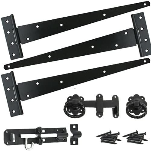 Haven Heritage Gate Hinge Kit Fitting Set Hinges Brenton Bolt Ring Latch Wooden Gate Black (18)