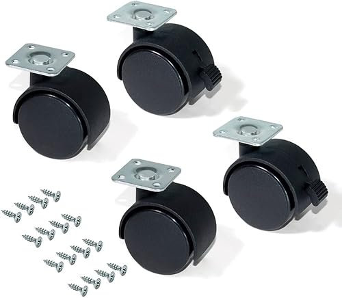 A2ZWORLD Kit 4 Rotelle Per Mobili Con Freno, Diametro 40mm, Altezza 55mm, Ruote Pivottanti Girevoli Modello Con Piastra di Assemblaggio