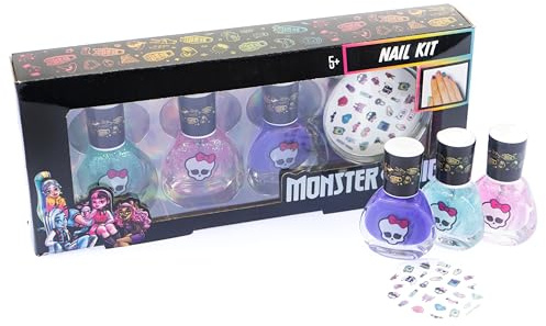 Nice Group - Monster High Nail Kit, 3er Pack Nagellack und Aufkleber