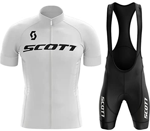 Abbigliamento da Ciclismo da Uomo Maglia Ciclismo Uomo 3D Gel Salopette Pantaloncini Corti Imbottiti Set di Abbigliamento Ciclista Estiva (Bianco 1,L)