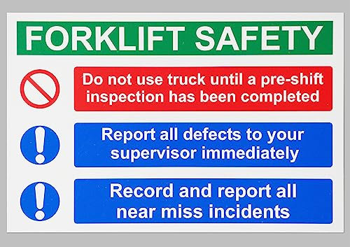 Forklift safety do not use truck until a pre-shift inspection has been completed - 1mm flexible Plastic sign (200mm x 150mm)