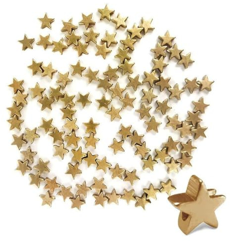 LATRAT 100 Stück Stern-Abstandshalter Perlen Charms Anhänger Perlen für DIY Handwerk, Gold 6Mm 100 Körner