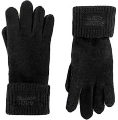 Superdry Damen Rib Strickhandschuh Handschuhe, schwarz, One Size