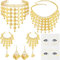 Otuuz 6 Stück Bauchtanz Schmuck Set Boho Goldmünzen Kopfschmuck Ohrringe Halskette wahrsagerin Orientalische Handkette mit Wasserfest Metallisch Gesicht Tattoos Indisch Schmuck für Damen Mottoparty