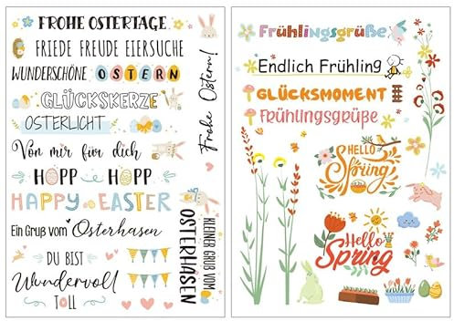 BETESSIN 4Pcs Kerzen Tattoo Ostern Tattoofolie Frühling Kerzentattoos Sprüche Kerzensticker Wasserschiebefolie Kerzen Verzieren Frohe Ostern Kerzenaufkleber DIY Geschenk für Kerzen Tassen Stil B