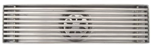 Linearer Duschablauf mit Gitter, 20 cm, Edelstahl-Bodenablauf, Rechteckiger Dusch-Bodenablauf für Badezimmer mit 2,0-Zoll-Rohr (Mittlerer Abfluss)