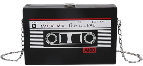 Hyxodjy Vintage Radio Geformt Handtasche,Schräge Schultertasche Radio Handtasche Back to The 90s Schräge Schultertasche Radio Handtasche 90er Jahren Party Damen 90s Kettenbeutel