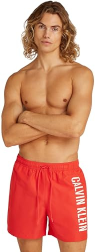 Calvin Klein Herren Badehose Medium Drawstring mit Tunnelzug, Rot (Flaming Chili), M