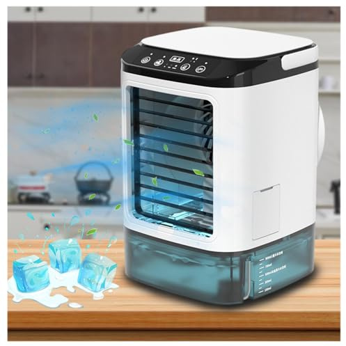 BesBet Verdunstungskühler, 900ml Wassertank,mit Eisbox,USB Klimanalage Wohnung 3 Geschwindigkeiten,7 Farben Licht Mobile Klimaanlage Klein für Homeoffice