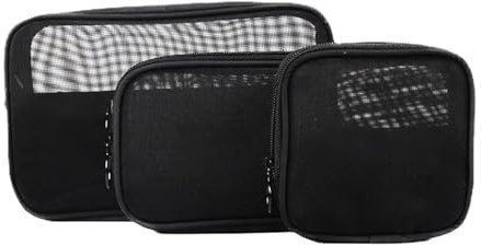 Luckwaii Trousse de Toilette 3 Pièces Mini Trousses de Toilette en Maille avec Fermeture éclair en Nylon étanche pour Produits Cosmétiques Articles de Papeterie de Bureau Voyage Sac Organisateur de Ma