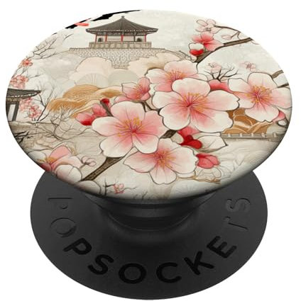 Koreanische Kirschblüte in ästhetischer Grunge Retro Kpop PopSockets mit austauschbarem PopGrip
