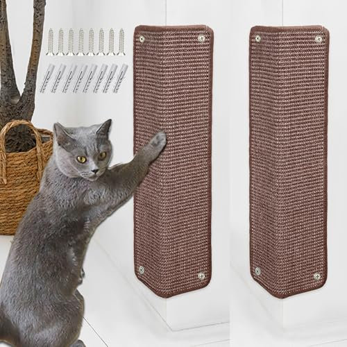 JanYoo Katze Kratzschutz Katzenkratzmatte Sisal Katzenkratzmatte Kratzmatte für Katze Katzenkratzmatte für Sofa Möbel Tür Kratzschutz 60 × 25 cm(Dunkelbraun)