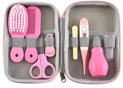 Set para Cuidado del Bebé, Kit para Salud del Bebé, Kit Bebe Recien Nacido Higiene, 8 Piezas Neceser Set Manicura para Bebés, juego cuidado uñas cortador seguridad, 8 unidades