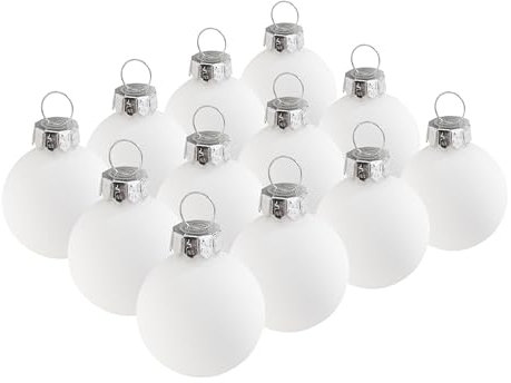 VBS Weihnachtskugeln Mini aus Kunststoff, Ø 3 cm, 12 Stück, Bruchsicher, ideal für Weihnachtsdeko, Christbaumkugeln, Baumschmuck, Dekoration für Weihnachten Weiß