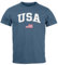 Neverless® Herren T-Shirt USA Schriftzug College Retro US Flagge Amerika Fashion Streetstyle Denim Blue M